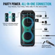ZeroTech Party Box Speaker System 100W with Bluetooth 5.3, FM Radio & LED Lights- Black - ZPCS-P8D