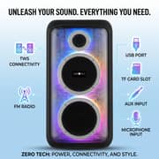 ZeroTech Party Box Bluetooth Speaker 60W with Dual 6.5-Inch Speakers & Wireless Mic - Black - ZPCS-P6D