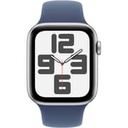 Apple Watch SE (2024) GPS 44mm Silver Aluminum Case with Denim Sport Band - S/M