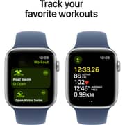 Apple Watch SE (2024) GPS 44mm Silver Aluminum Case with Denim Sport Band - S/M