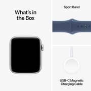 Apple Watch SE (2024) GPS 44mm Silver Aluminum Case with Denim Sport Band - S/M