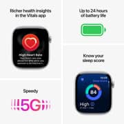 ساعة أبل واتش السلسلة 11 تدعم الاتصال الخلوي ونظام تحديد المواقع GPS مقاس 46 مللي متر بإطار ألمنيوم لون أسود لامع مع سوار رياضي لون أسود M/L