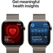 ساعة أبل واتش السلسلة 11 تدعم الاتصال الخلوي ونظام تحديد المواقع GPS مقاس 46 مللي متر بإطار لون تيتانيوم طبيعي مع سوار Loop ميلانيز لون طبيعي M/L