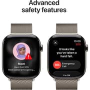 ساعة أبل واتش السلسلة 11 تدعم الاتصال الخلوي ونظام تحديد المواقع GPS مقاس 46 مللي متر بإطار لون تيتانيوم طبيعي مع سوار Loop ميلانيز لون طبيعي M/L