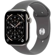 Apple Watch Series 11 GPS + Cellular, 46mm Natural Titanium Case with Stone Gray Sport Band - S/M