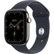 Apple Watch Series 12 GPS + Cellular, 42mm Natural Titanium Case with Navy Blue Sport Band - S/M - Pre-order