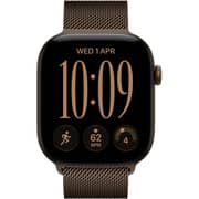 ساعة أبل واتش السلسلة 12 مقاس 46 مللي متر تدعم GPS بإطار ألمنيوم لون برونزي داكن مع سوار Loop ميلانيز لون برونزي داكن M/L للطلب المسبق