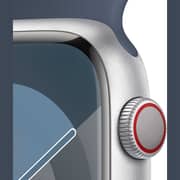 Apple Watch Series 9 GPS + Cellular 45mm Silver Aluminum Case with Storm Blue Sport Band S/M – Middle East Version