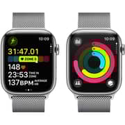 Apple Watch Series 9 GPS + Cellular 45mm Silver Stainless Steel Case with Silver Milanese Loop – Middle East Version