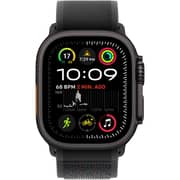 آبل ساعة Watch Ultra 2 تدعم نظام تحديد المواقع + شريحة اتصال وشبكة خلوية مقاس 49 مم بإطار هيكل من التيتانيوم الأسود مع سوار حلقي مضلع أسود - مقاس متوسط/كبير