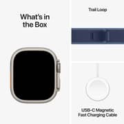 Apple Watch Ultra 3 GPS + Cellular, 49mm Natural Titanium Case with Blue/Bright Blue Trail Loop - S/M