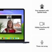 Apple MacBook Air 13-inch (2024) - M3 with 8-core CPU / 24GB RAM / 512GB SSD / 10-core GPU / macOS Sonoma / English Keyboard / Midnight / Middle East Version