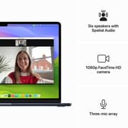 Apple MacBook Air 15-inch (2024) - M3 with 8-core CPU / 8GB RAM / 512GB SSD / 10-core GPU / macOS Sonoma / English Keyboard / Midnight / Middle East Version