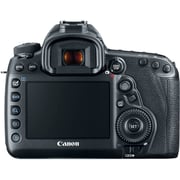 كاميرا كانون رقمية بعدسة أحادية عاكسة سوداء طراز EOS 5D Mark IV  مع عدسة مقاس 24-105 مم ومثبت صورIS ومزودة بتقنية USM.