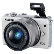 هيكل كاميرا كانون رقمية طراز EOS M100 بدون مرآة أسود مع عدسة EF-M مقاس 15-45 مم ومثبت صورIS وتقنية STM.