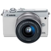 هيكل كاميرا كانون رقمية طراز EOS M100 بدون مرآة أسود مع عدسة EF-M مقاس 15-45 مم ومثبت صورIS وتقنية STM.