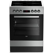Beko 60x60cm Freestanding Ceramic Electric Cooker, 4 Zones (2 Expandable), 8 Functions, 72L, A+ Rating, Stainless Steel - FSM67320GXS