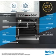 Beko 60x60cm Freestanding Ceramic Electric Cooker, 4 Zones (2 Expandable), 8 Functions, 72L, A+ Rating, Stainless Steel - FSM67320GXS