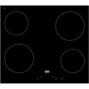 Beko 60cm Built-in Ceramic Electric Hob, 4 Zones, Slim Touch Control, Black - HIC64400E