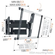 فوجيل Extra Thin Rotary TV Wall Mount مقاس 40-100 بوصة أسود رفيع للغاية 550