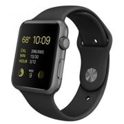 Apple watch space grey aluminum outlet case with black sport band