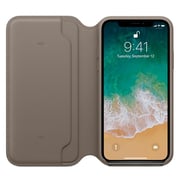 Apple Leather Folio Case Taupe For iPhone X - MQRY2ZM/A