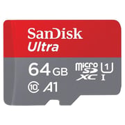 شريحة تخزين صغيرة نوع Sandisk Ultra A1 سعة 64GB مع محول 