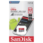 شريحة تخزين صغيرة نوع Sandisk Ultra A1 سعة 64GB مع محول 