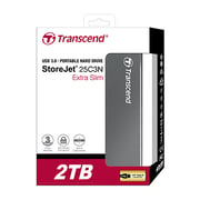 Transcend StoreJet Extra Slim Portable Hard Drive 2TB Aluminium TS2TSJ25C3N