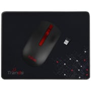 Trands Retractable Optical Mouse With Mouse Pad Black