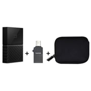 Western Digital WDBYFT0020 My Passport Hard Drive 2TB+Sandisk SDDD1032GB Dual Drive Micro USB OTG 32GB+Hard Disk Case