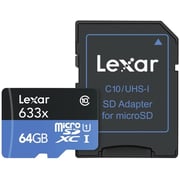 Lexar LSDMI64GBBEU633A Professional Micro SDHC Card W/ Adapter 64GB