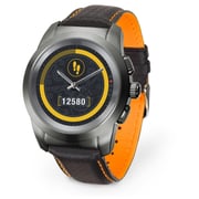 MyKronoz ZeTime Regular Premium Brushed Titanium/Black Carbon Orange Stitching