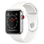 Apple Watch Series 3 GPS + Cellular 38mm Stainless Steel Case with Soft White Sport Band