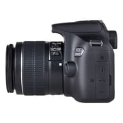 كاميرا رقمية كانون بعدسة أحادية عاكسة سوداء طراز 2000D مع عدسة مقاس 18-55 مم ومثبت صور IS II+ عدسةIII مقاس75-300 مم.