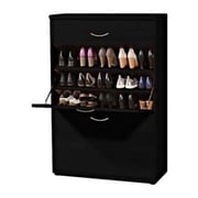 Two-Door Big Foot Shoe Cabinet in Black Color