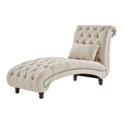 Tufted Chaise Lounge Sofa in Beige Color