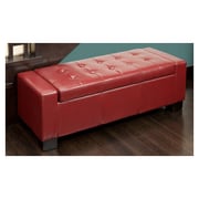 Tufted Storage-Bench Ottoman (Red)