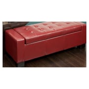 Tufted Storage-Bench Ottoman (Red)