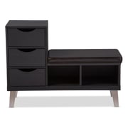 Modern Shoe Storage Cabinet with Bench (Brown)