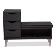 Modern Shoe Storage Cabinet with Bench (Brown)