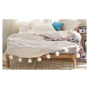 Classic Solid Wood Queen Bed with Mattress in Natural Beige Color