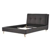 Plush Tufted Padded Headboard King without Mattress Charcoal Grey