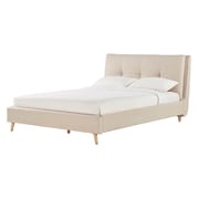 Plush Tufted Padded Headboard King with Mattress Beige