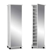 Mirrored Shoe Cabinet in White Color