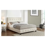 Cream Upholstered Blind Tufted Super King Bed Without Mattress Beige