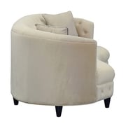 Kidney-Shaped Club Sofa with 2 Accent Pillows in Beige Color