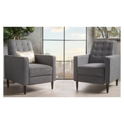 Mervynn Mid-Century Fabric Recliner Club Chairs (Set of 2) Dark Grey