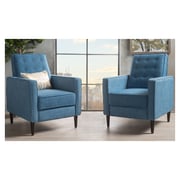 Mervynn Mid-Century Fabric Recliner Club Chairs (Set of 2) Blue