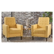 Mervynn Mid-Century Fabric Recliner Club Chairs (Set of 2) yellow